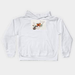 Two birds on a flowering tree Kids Hoodie